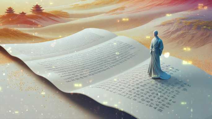 8K佛教僧人经文经卷书卷