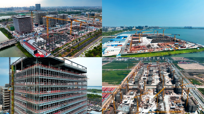 城市建设发展建筑工地航拍城市规划经济发展