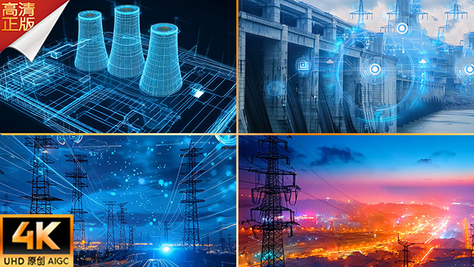 科技电网片头 电力高压千伏变电站风电核电