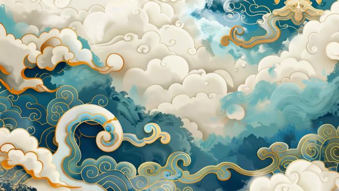 国风祥云国潮大气祥云背景