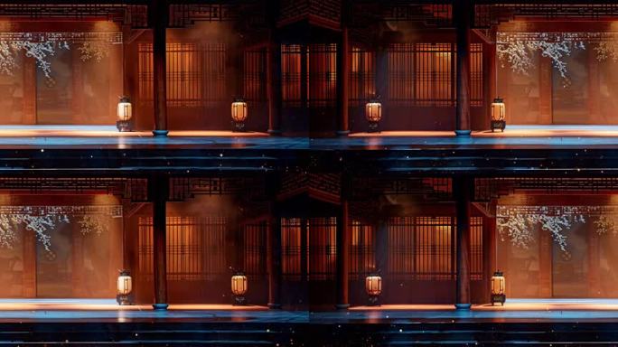 戏曲古风屏风古典中式室内舞台背景