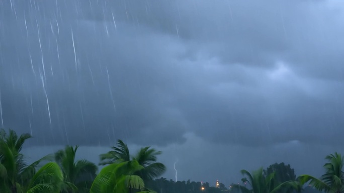 台风天乌云视频阴天延时下雨暴风雨天气