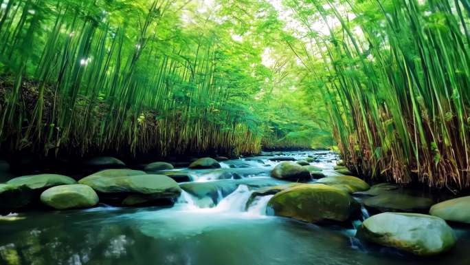 竹林溪流