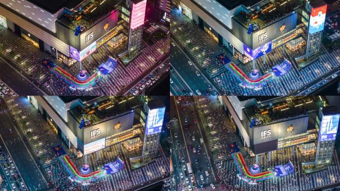 长沙五一路国金夜景人流延时