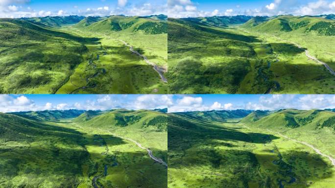 唯美青藏高原风光山川大地阳光山谷航拍延时