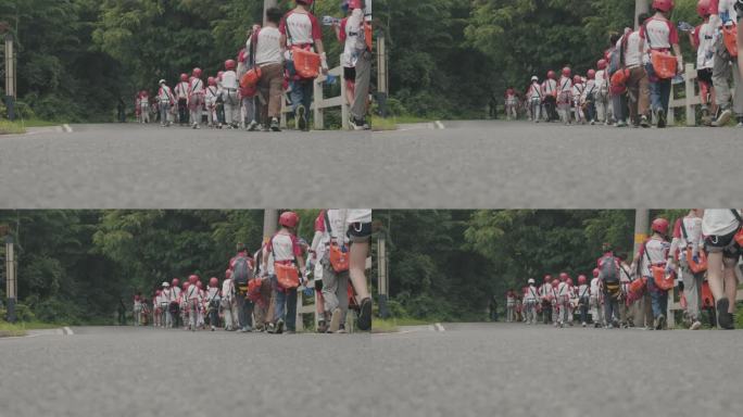 夏令营在农村徒步旅行