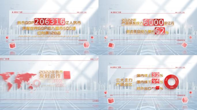 红色数据文字展示