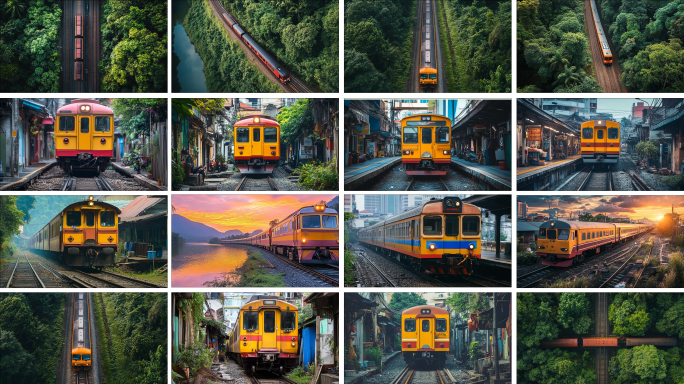 泰国火车 火车穿过房屋