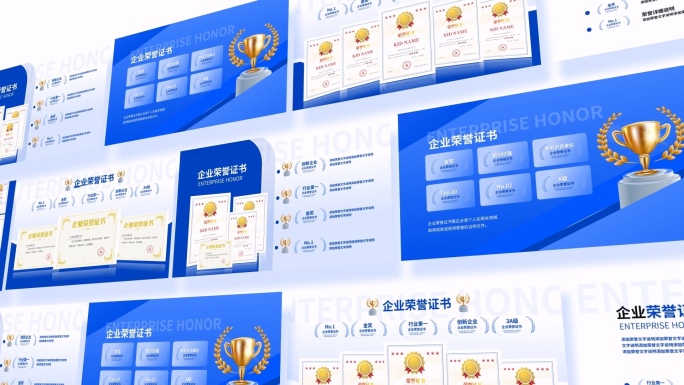 MG动画高商务企业荣誉证书展示