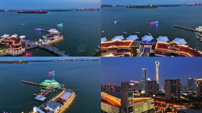 苏州月光码头游船蓝调夜景