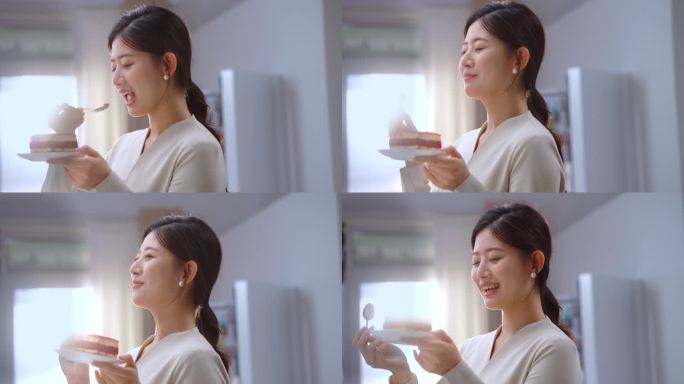 品尝美味蛋糕