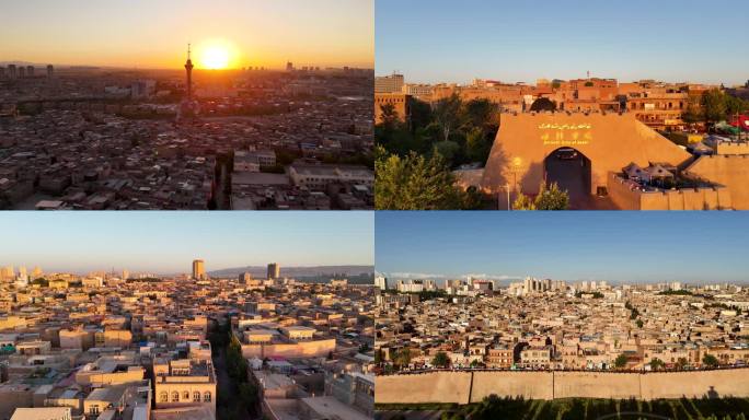 4K航拍新疆地区喀什古城风景区12