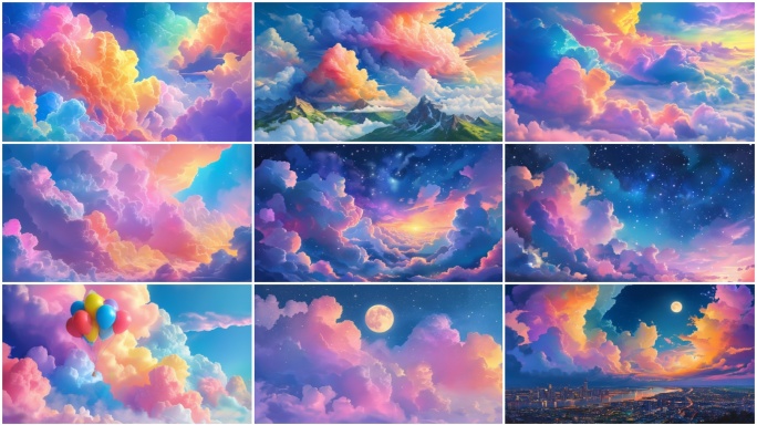 浪漫梦幻彩色云朵动画