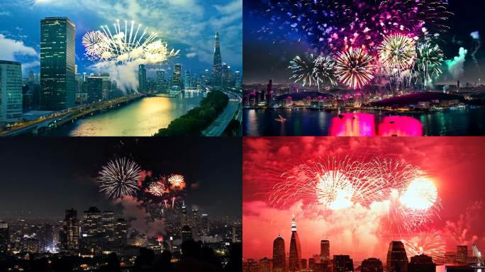 城市烟花绽放