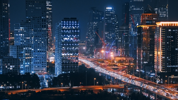 城市夜晚夜景车流