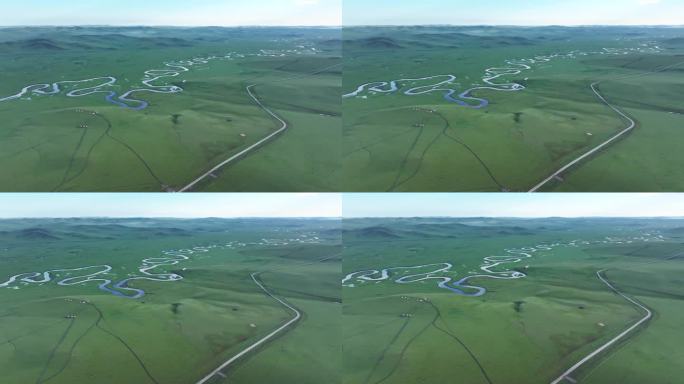 航拍美丽宽广的呼伦贝尔大草原247314
