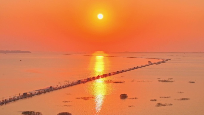 江西永修吴城最美水上公路航拍