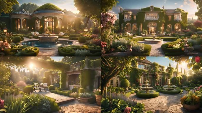 现代化别墅农庄庄园花园