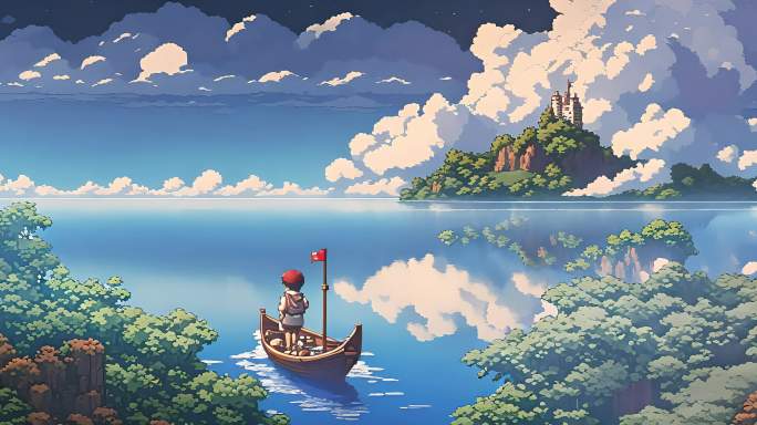 二次元动漫风出海的孩子