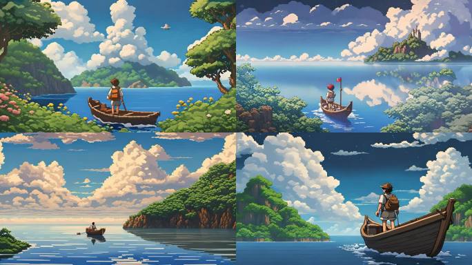 二次元动漫风出海的孩子