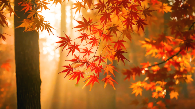 秋天 立秋 秋天枫叶枫树
