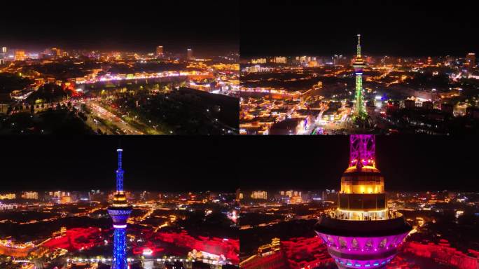 4K航拍新疆喀什古城黄昏夕阳夜景33