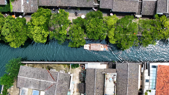 4K航拍 苏州平江路历史文化街区游船风景
