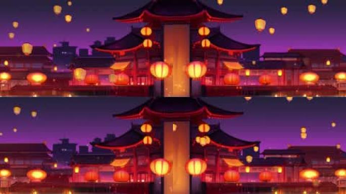 8K古代宫殿长安繁华夜景