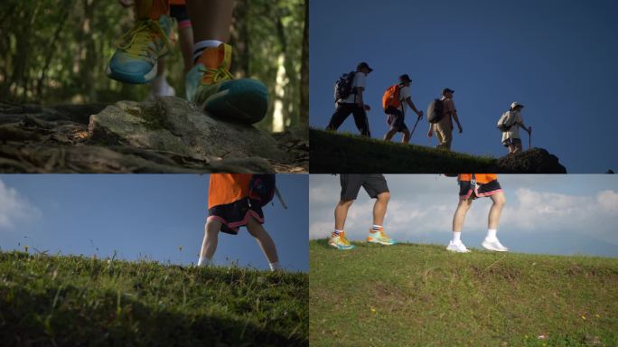 团队登山攀登励志前行协作协力合作共赢