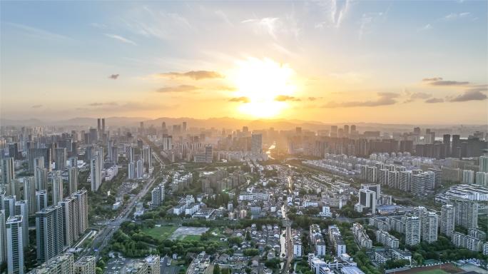 杭州市萧山老城区全景延时4k素材