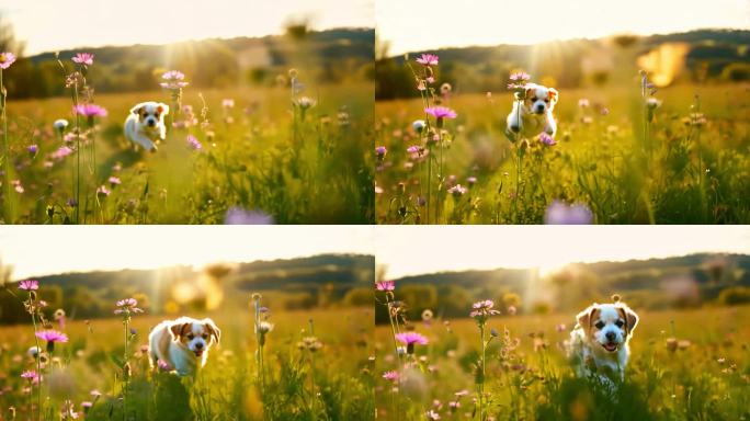 狗在草丛中奔跑