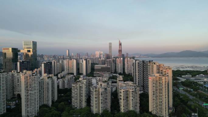 深圳南山粤海街道夜景航拍