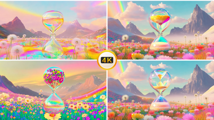 沙漏 梦幻 唯美  彩虹山脉  沙漏设计