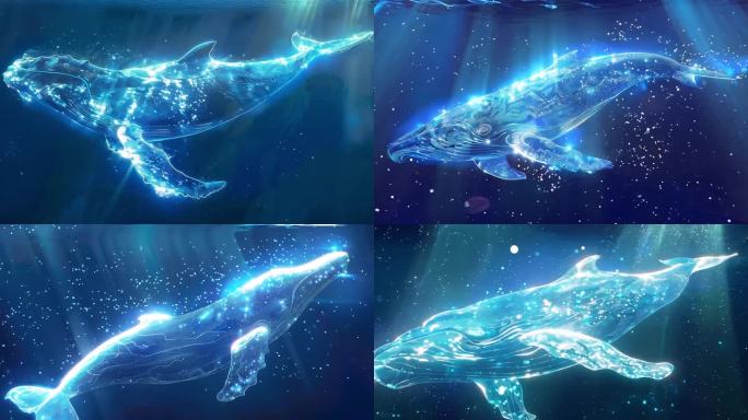 蓝色梦幻粒子鲸鱼