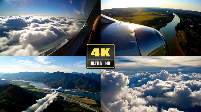 透过飞机窗户看窗外云层