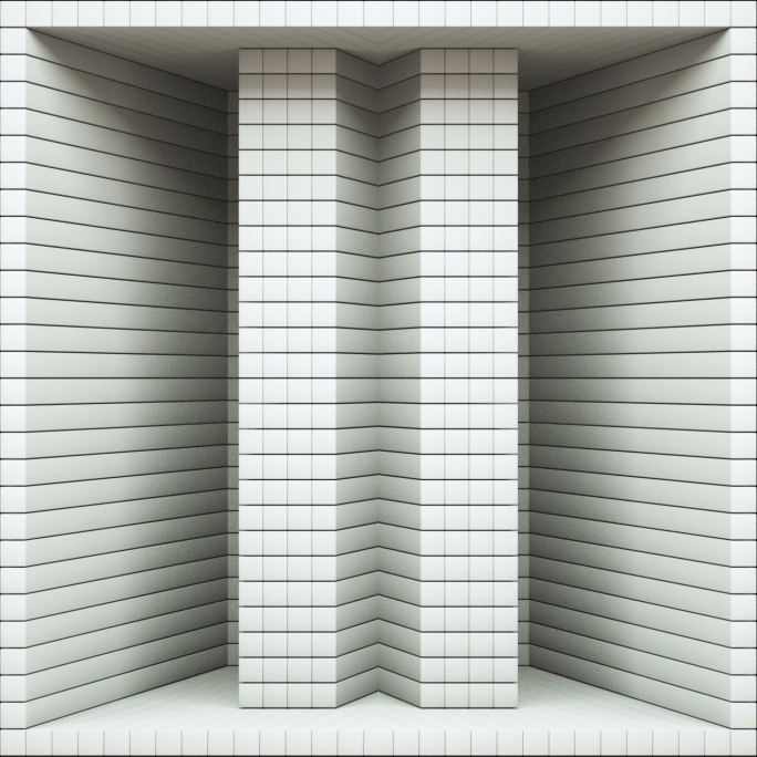 【裸眼3D】白色构成分割墙体方形投影空间