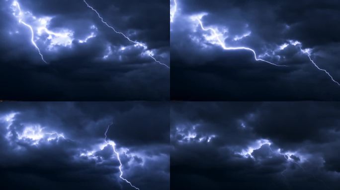 闪电穿过云层 乌云密布