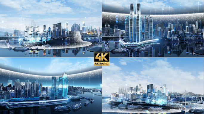 虚拟现实转换科技城市城市穿梭