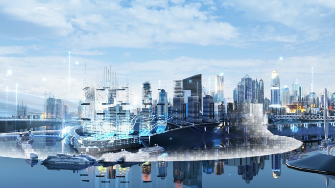 虚拟现实转换科技城市城市穿梭