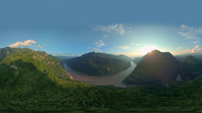 VR360全景长江三峡夔门山川河流航拍2