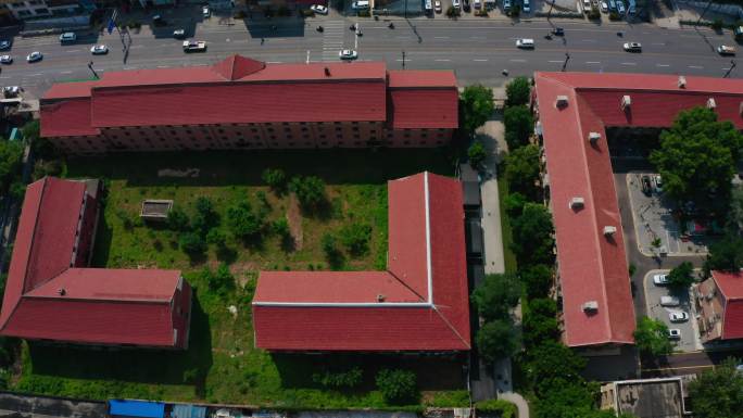 城市社区航拍，学校航拍