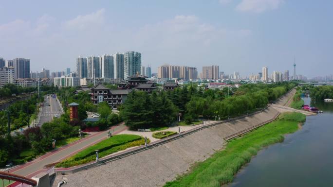 城市古风建筑航拍