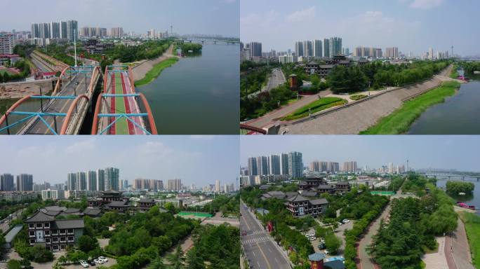 城市古风建筑航拍