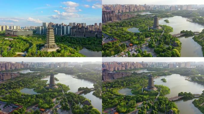 航拍南宁五象新区五象湖公园