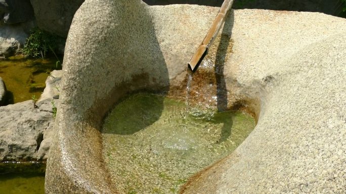 石碗里装着小溪里的清水