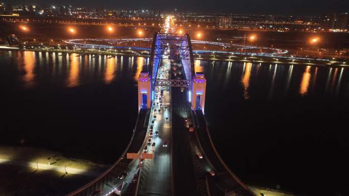 太原城市夜景 大桥夜景航拍