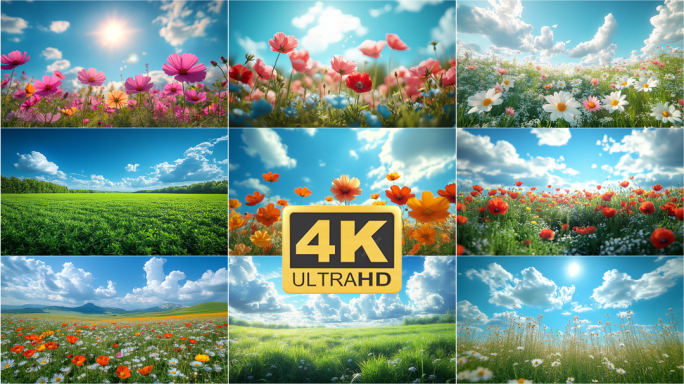 蓝天白云鲜花草地合集