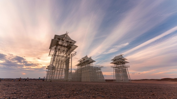 瓜州雕塑无界日落8k延时视频素材