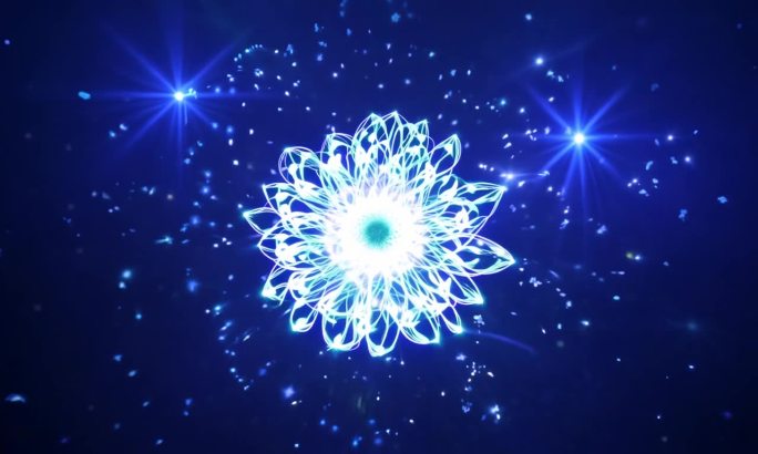 3D动画抽象粒子花朵绽放