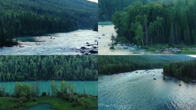 原始森林 河湖 绿水青山 喀纳斯卧龙湾